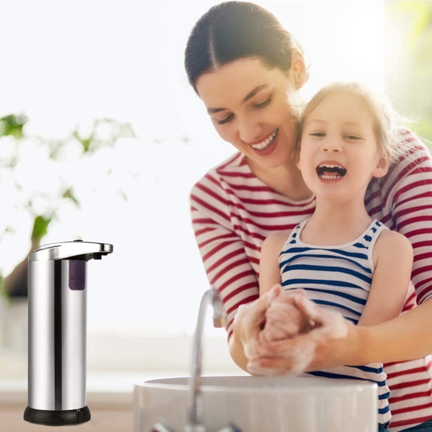 Dispensador de jabón sin contacto con sensor 4xAAA acero inoxidable