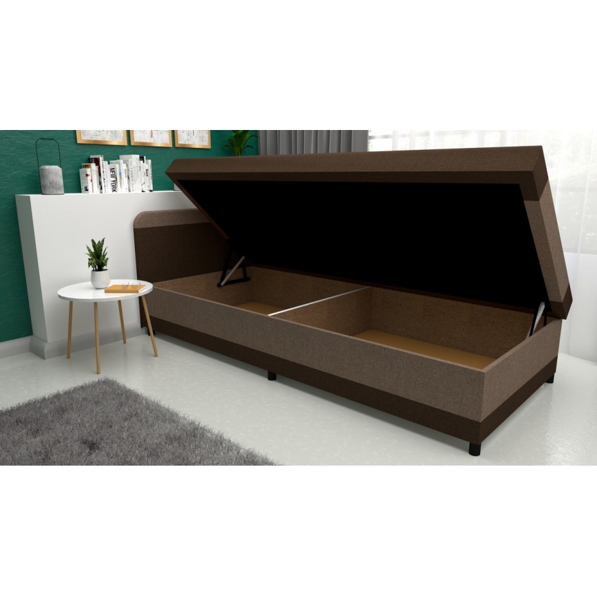 Diván tapizado con espacio de almacenamiento TALI 80x202 cm marrón/beige