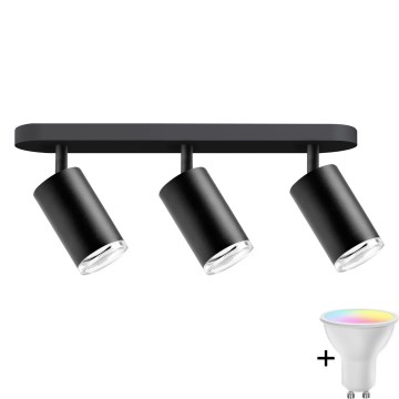 Downlight LED RGBW regulable para baño TURYN 3xGU10/6,5W/230V 2700-6500K Wi-Fi IP44 negro