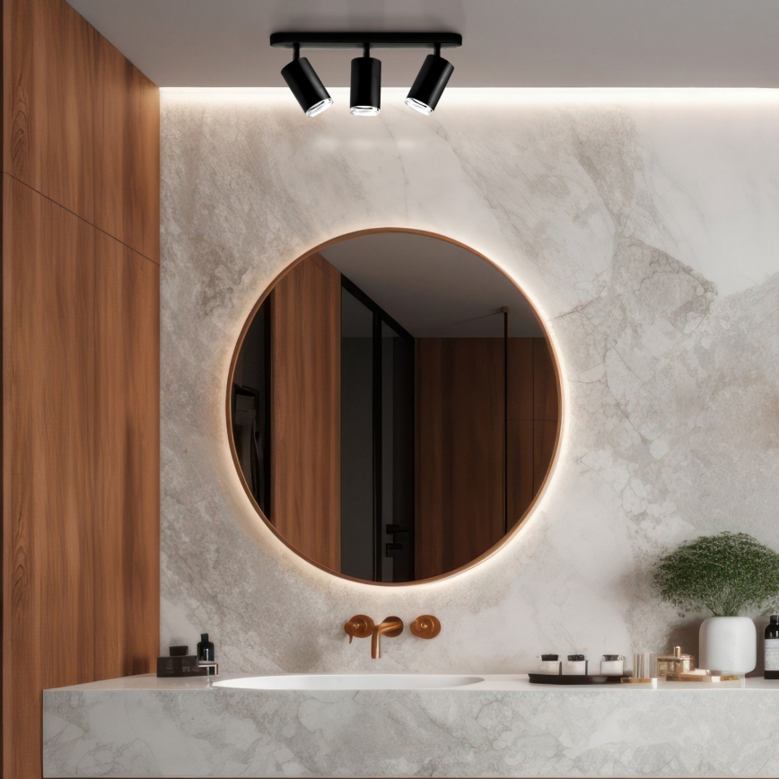 Downlight LED RGBW regulable para baño TURYN 3xGU10/6,5W/230V 2700-6500K Wi-Fi IP44 negro