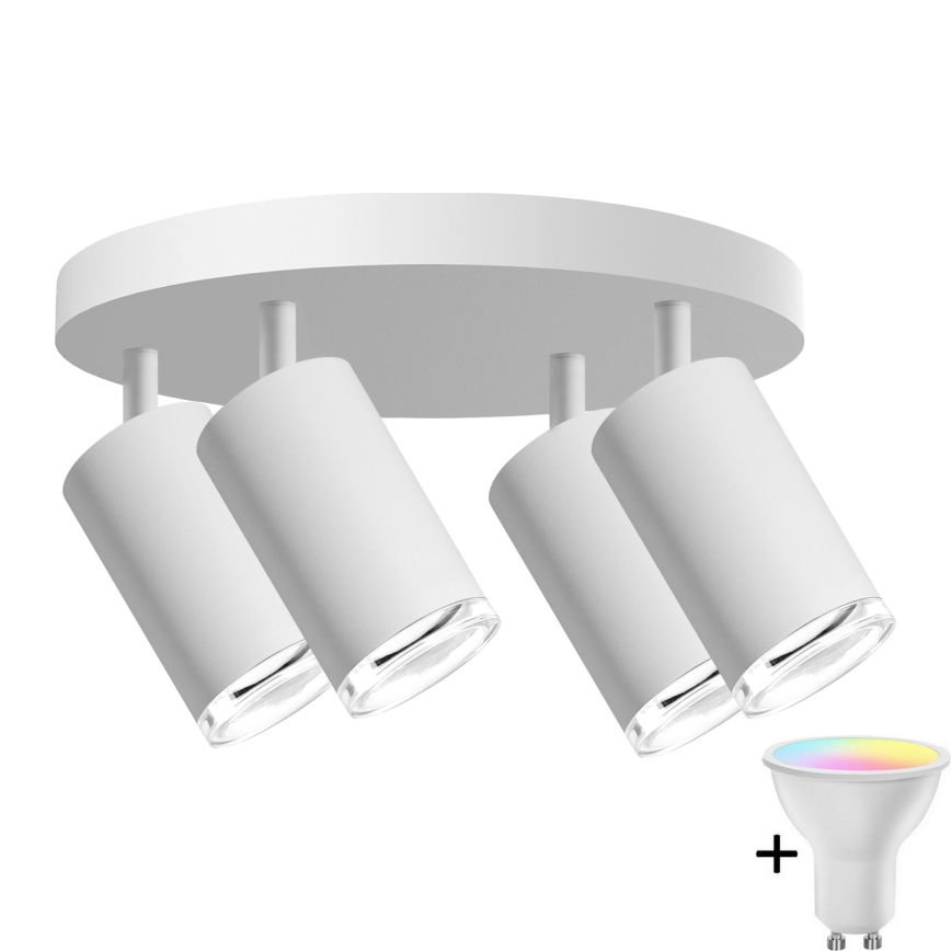 Downlight LED RGBW regulable para baño TURYN 4xGU10/6,5W/230V 2700-6500K Wi-Fi IP44 blanco