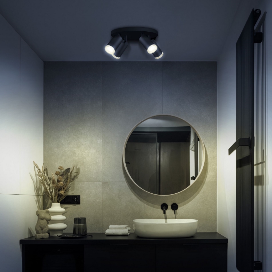 Downlight LED RGBW regulable para baño TURYN 4xGU10/6,5W/230V 2700-6500K Wi-Fi IP44 negro