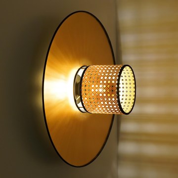 Duolla - Aplique TOKYO RATTAN 1xE27/15W/230V diá. 50 cm dorado/ratán