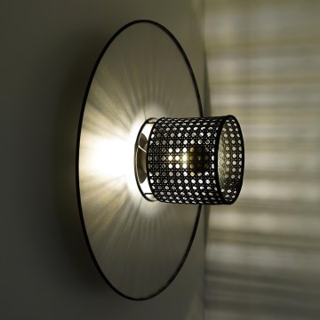 Duolla - Aplique TOKYO RATTAN 1xE27/15W/230V diá. 50 cm plata/negro