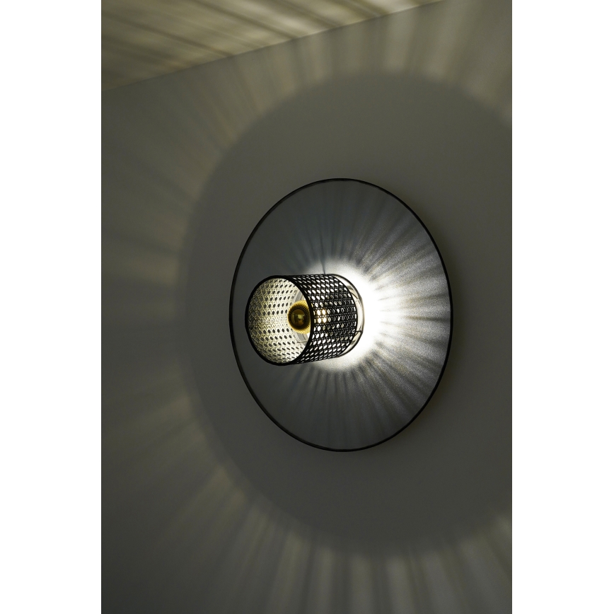 Duolla - Aplique TOKYO RATTAN 1xE27/15W/230V diá. 50 cm plata/negro
