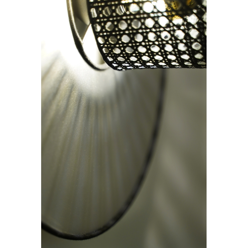 Duolla - Aplique TOKYO RATTAN 1xE27/15W/230V diá. 50 cm plata/negro