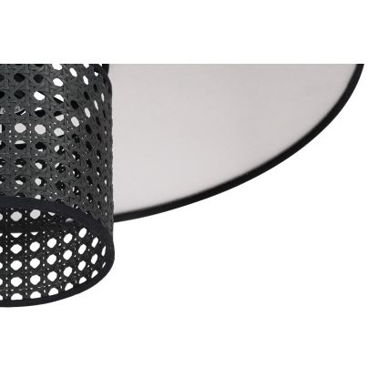 Duolla - Aplique TOKYO RATTAN 1xE27/15W/230V diá. 50 cm plata/negro