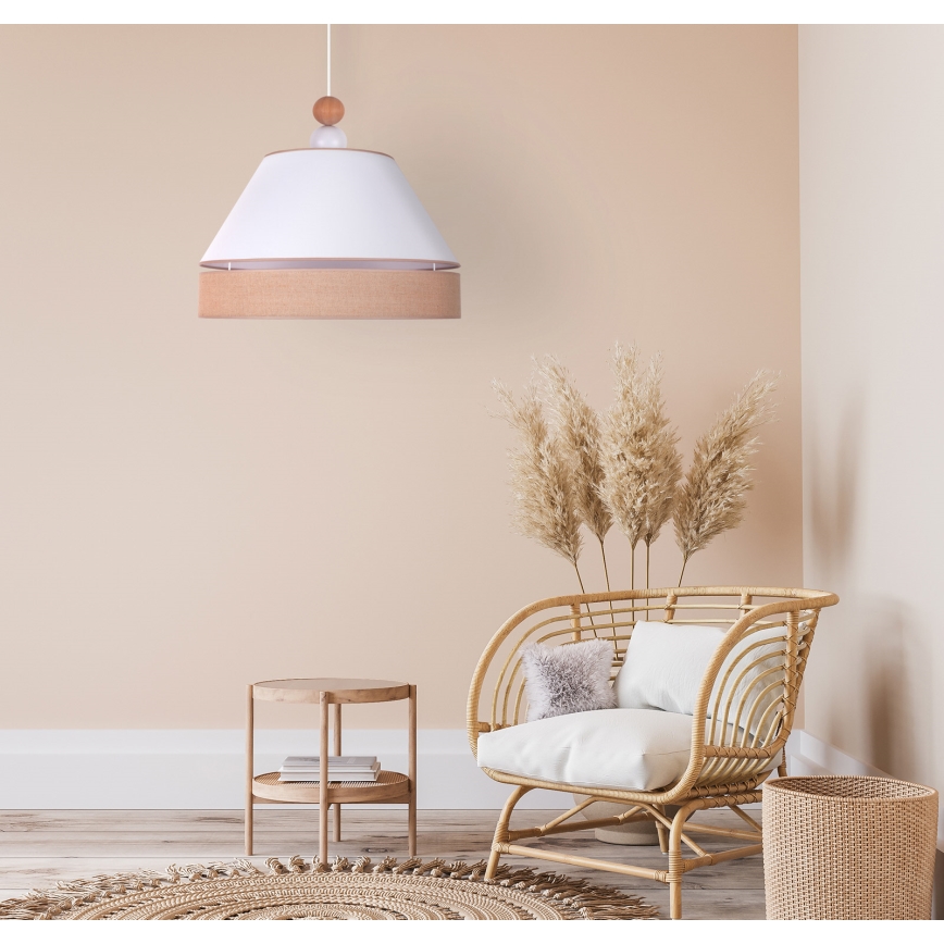 Duolla - Lámpara colgante AVIGNON 1xE27/15W/230V diá. 50 cm blanco/marrón
