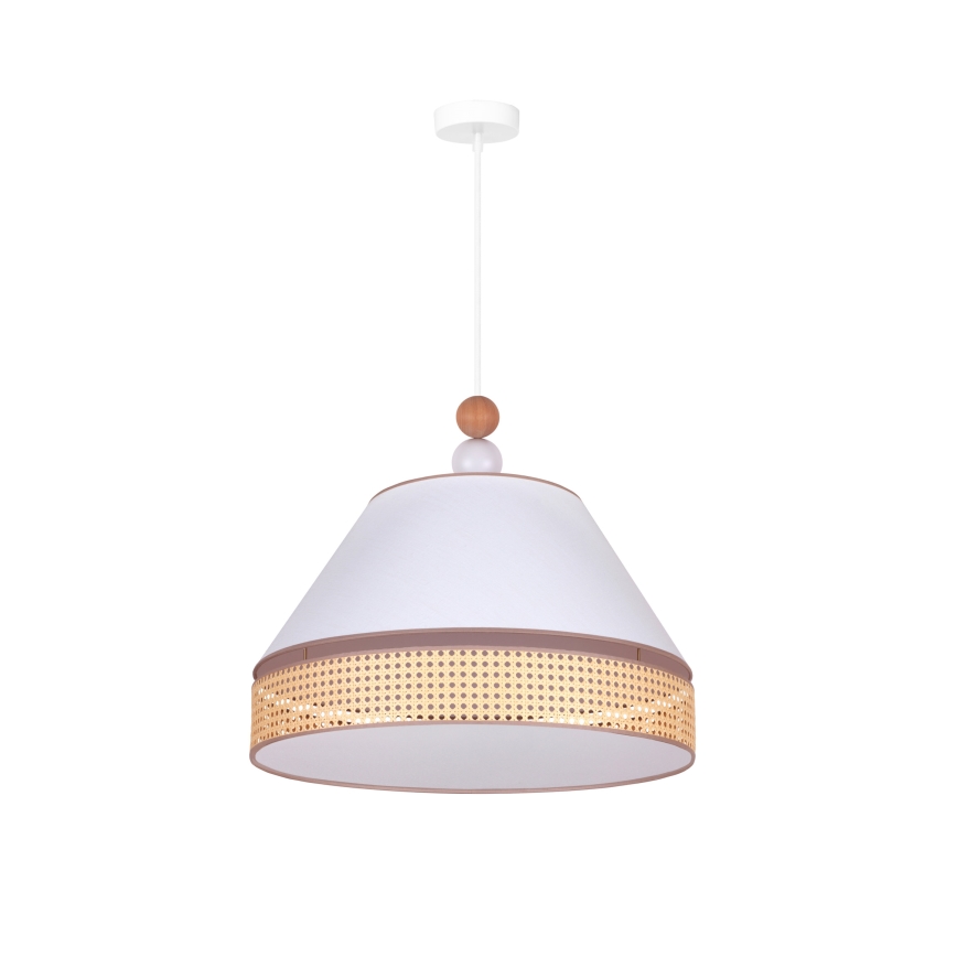 Duolla - Lámpara colgante AVIGNON 1xE27/15W/230V diá. 50 cm blanco/ratán