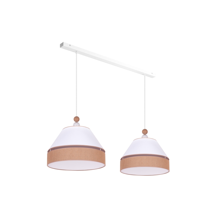 Duolla - Lámpara colgante AVIGNON 2xE27/15W/230V blanco/marrón