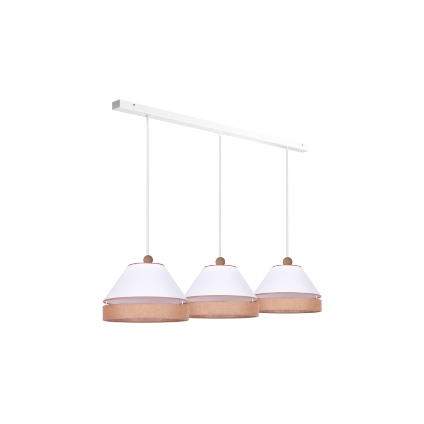 Duolla - Lámpara colgante AVIGNON 3xE27/15W/230V blanco/marrón