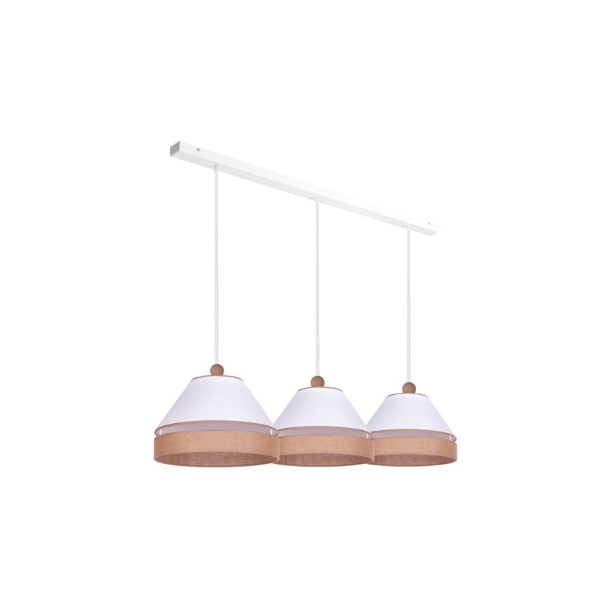 Duolla - Lámpara colgante AVIGNON 3xE27/15W/230V blanco/marrón