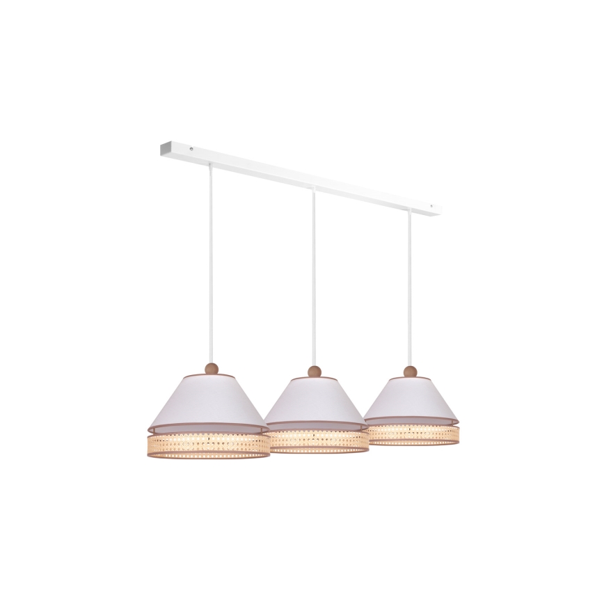 Duolla - Lámpara colgante AVIGNON 3xE27/15W/230V blanco/ratán