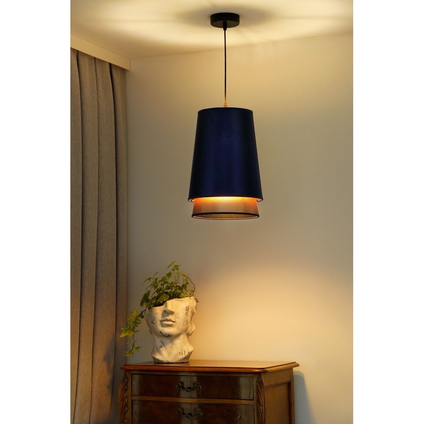 Duolla - Lámpara colgante BELL SHINY 1xE27/15W/230V diá. 25 cm azul/cobre