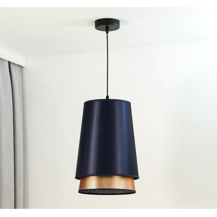 Duolla - Lámpara colgante BELL SHINY 1xE27/15W/230V diá. 25 cm azul/cobre