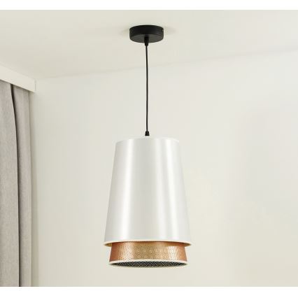 Duolla - Lámpara colgante BELL SHINY 1xE27/15W/230V diá. 25 cm blanco/cobre