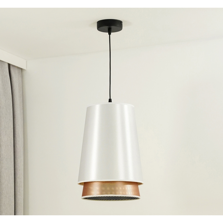 Duolla - Lámpara colgante BELL SHINY 1xE27/15W/230V diá. 25 cm blanco/cobre