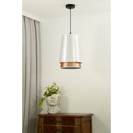 Duolla - Lámpara colgante BELL SHINY 1xE27/15W/230V diá. 25 cm blanco/cobre