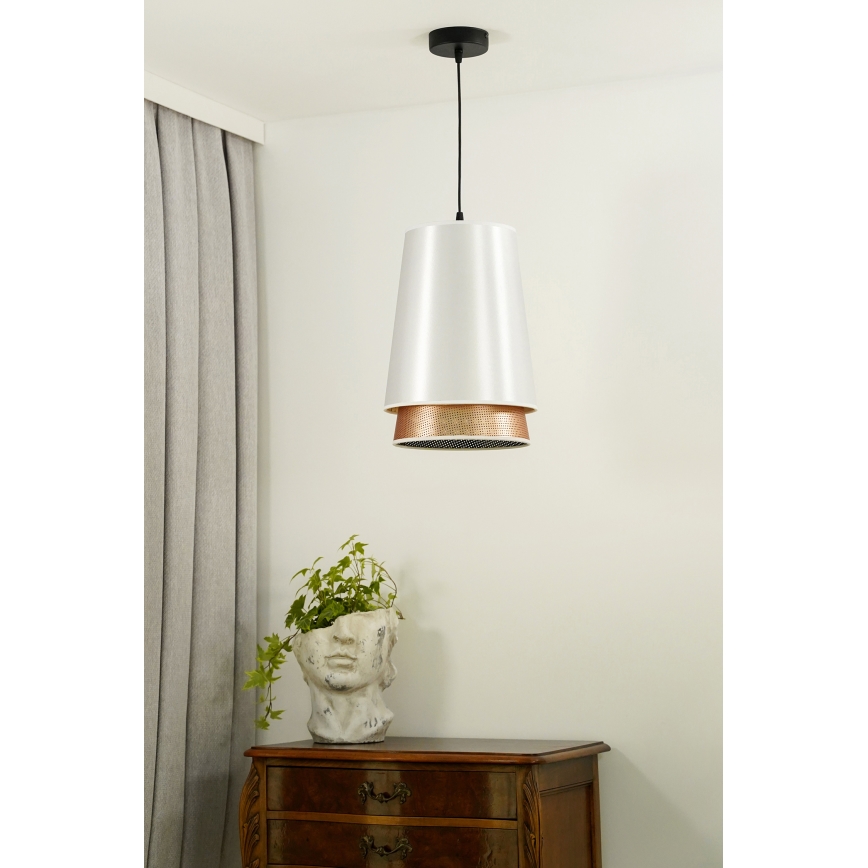 Duolla - Lámpara colgante BELL SHINY 1xE27/15W/230V diá. 25 cm blanco/cobre