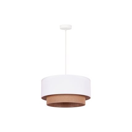 Duolla - Lámpara colgante BOHO 1xE27/15W/230V diá. 45 cm blanco/marrón