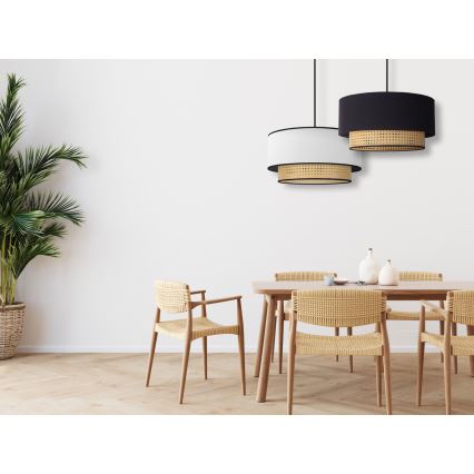 Duolla - Lámpara colgante BOHO 1xE27/15W/230V diá. 45 cm blanco/ratán