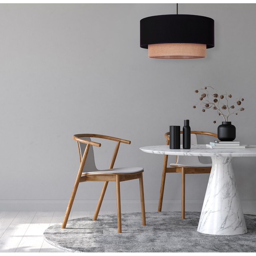 Duolla - Lámpara colgante BOHO 1xE27/15W/230V diá. 45 cm negro/marrón