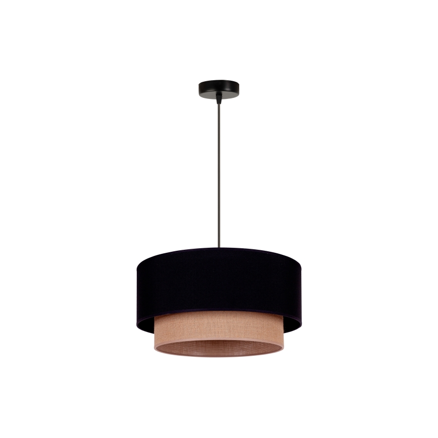 Duolla - Lámpara colgante BOHO 1xE27/15W/230V diá. 45 cm negro/marrón