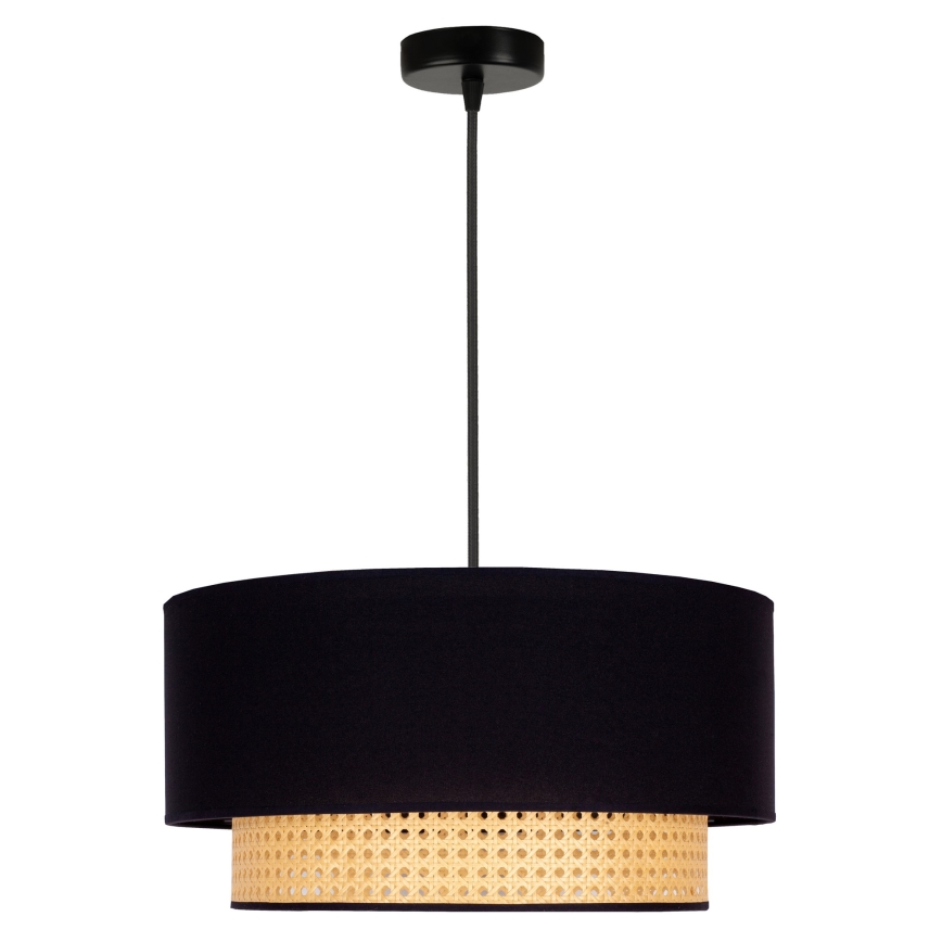 Duolla - Lámpara colgante BOHO 1xE27/15W/230V diá. 45 cm negro/ratán