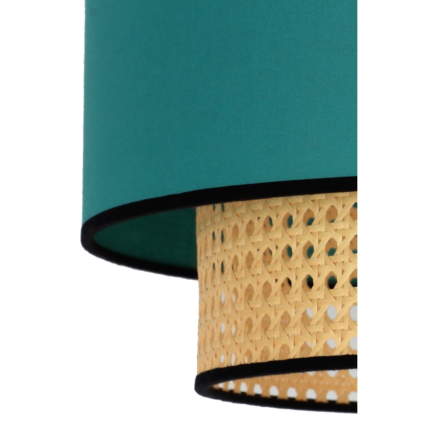Duolla - Lámpara colgante BOHO 1xE27/15W/230V diá. 45 cm turquesa/ratán
