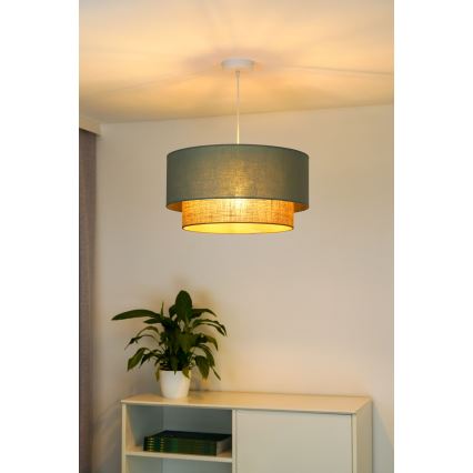 Duolla - Lámpara colgante BOHO 1xE27/15W/230V diá. 45 cm verde/marrón