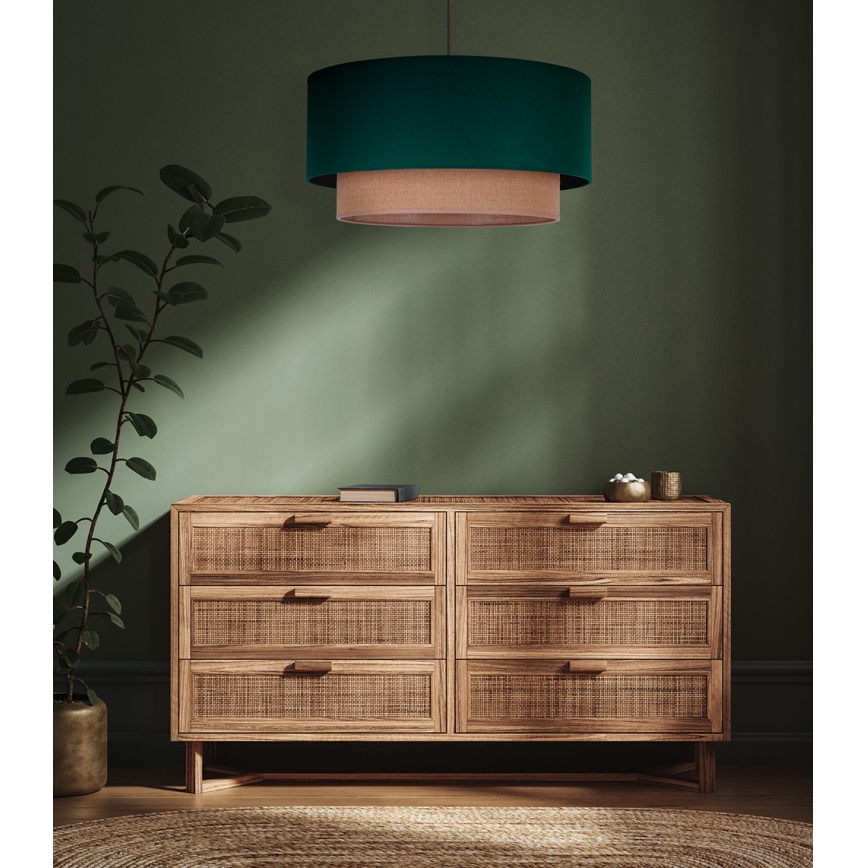 Duolla - Lámpara colgante BOHO 1xE27/15W/230V diá. 45 cm verde/marrón