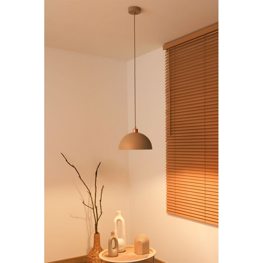 Duolla - Lámpara colgante con cable IRONLINE 1xE27/15W/230V Ø 27 cm beige/cobre