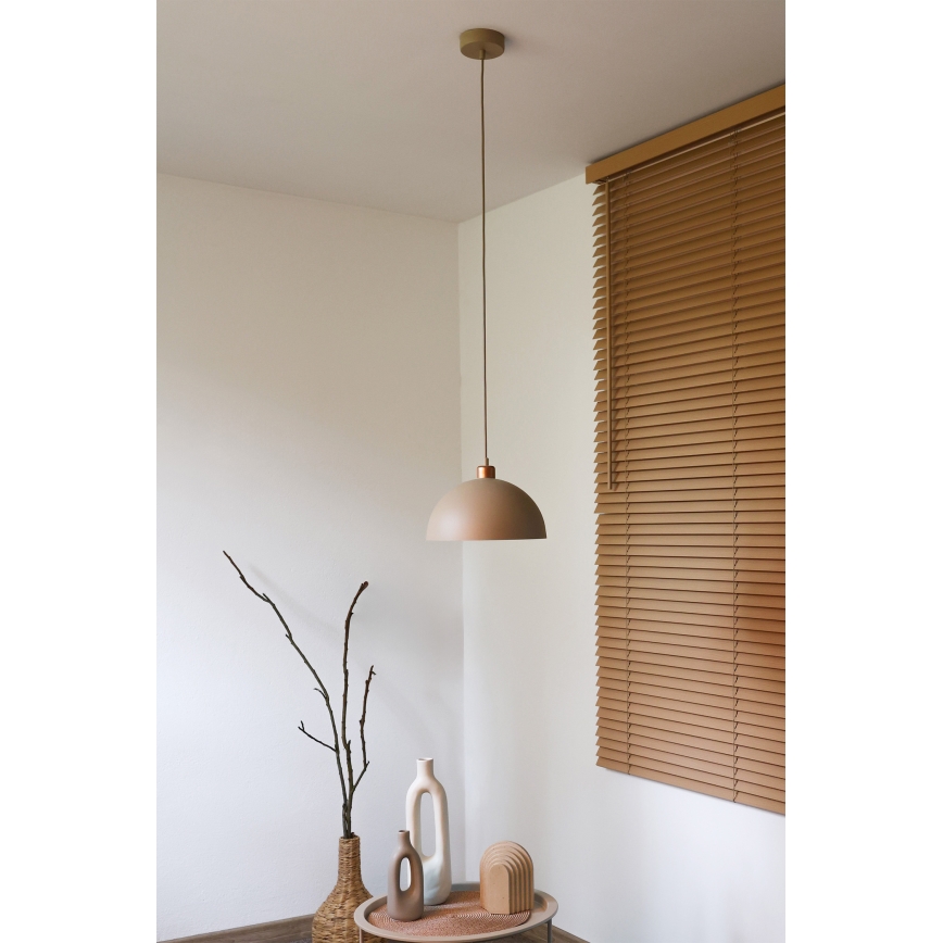 Duolla - Lámpara colgante con cable IRONLINE 1xE27/15W/230V Ø 27 cm beige/cobre