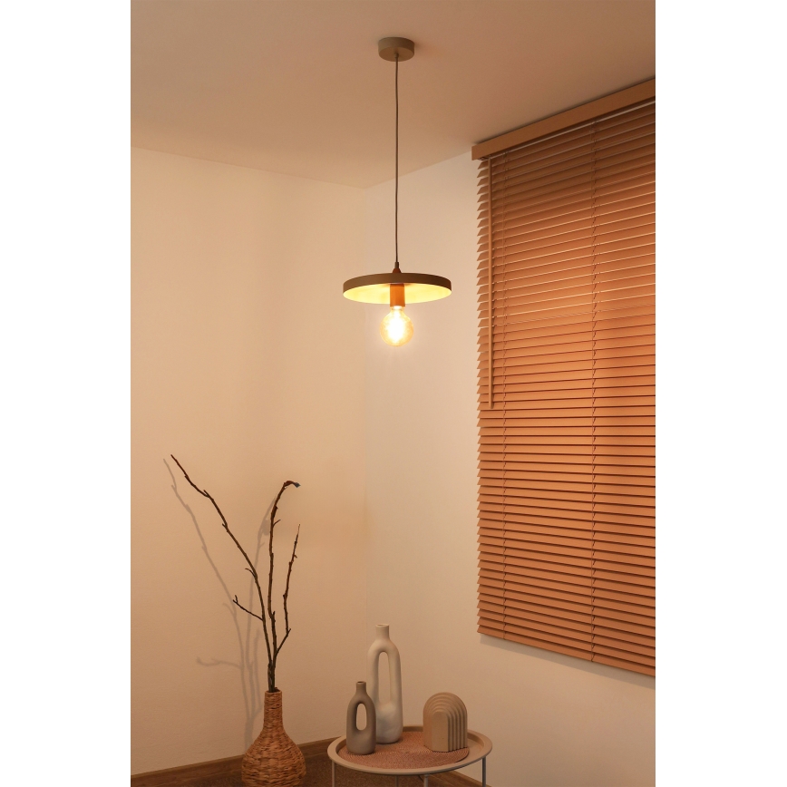 Duolla - Lámpara colgante con cable IRONLINE 1xE27/15W/230V Ø 30 cm beige/cobre