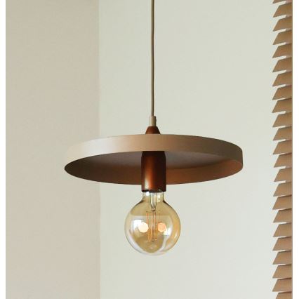 Duolla - Lámpara colgante con cable IRONLINE 1xE27/15W/230V Ø 30 cm beige/cobre