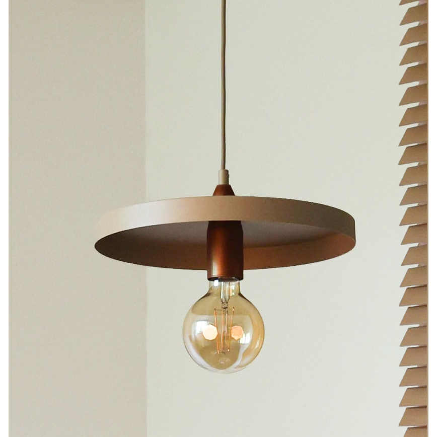 Duolla - Lámpara colgante con cable IRONLINE 1xE27/15W/230V Ø 30 cm beige/cobre