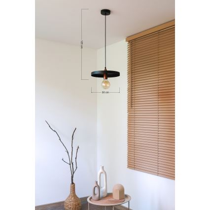 Duolla - Lámpara colgante con cable IRONLINE 1xE27/15W/230V Ø 30 cm negro/cobre