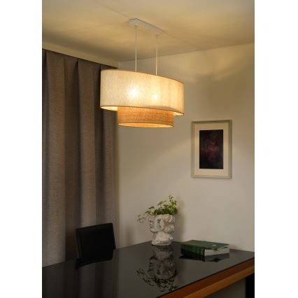 Duolla - Lámpara colgante DOUBLE OVAL NATURE 2xE27/15W/230V color crema/beige