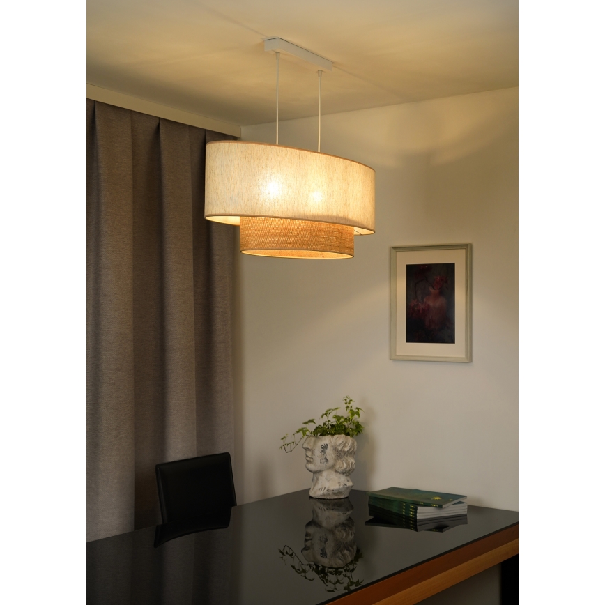 Duolla - Lámpara colgante DOUBLE OVAL NATURE 2xE27/15W/230V color crema/beige