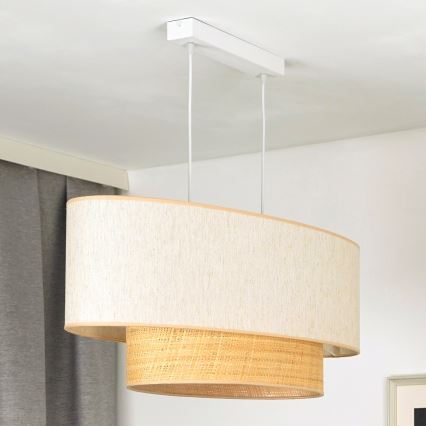 Duolla - Lámpara colgante DOUBLE OVAL NATURE 2xE27/15W/230V color crema/beige