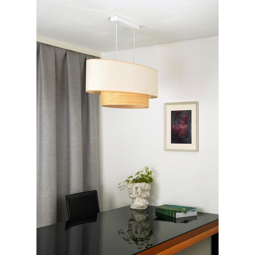 Duolla - Lámpara colgante DOUBLE OVAL NATURE 2xE27/15W/230V color crema/beige
