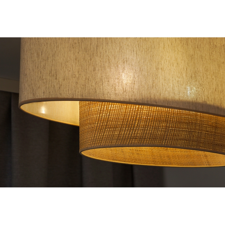 Duolla - Lámpara colgante DOUBLE OVAL NATURE 2xE27/15W/230V color crema/beige