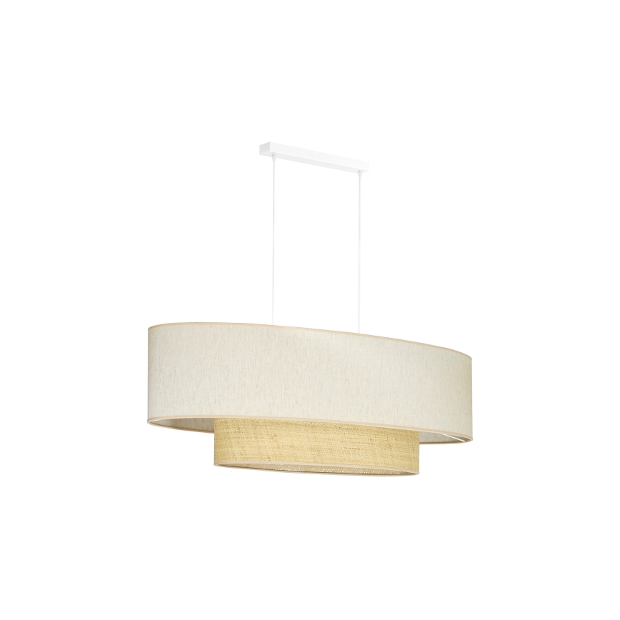 Duolla - Lámpara colgante DOUBLE OVAL NATURE 2xE27/15W/230V color crema/beige