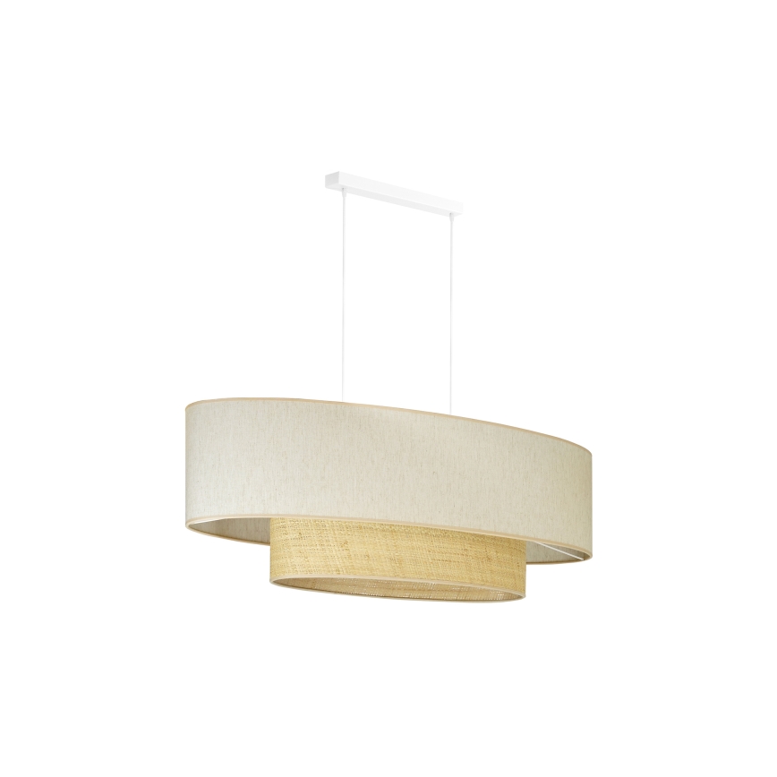 Duolla - Lámpara colgante DOUBLE OVAL NATURE 2xE27/15W/230V color crema/beige