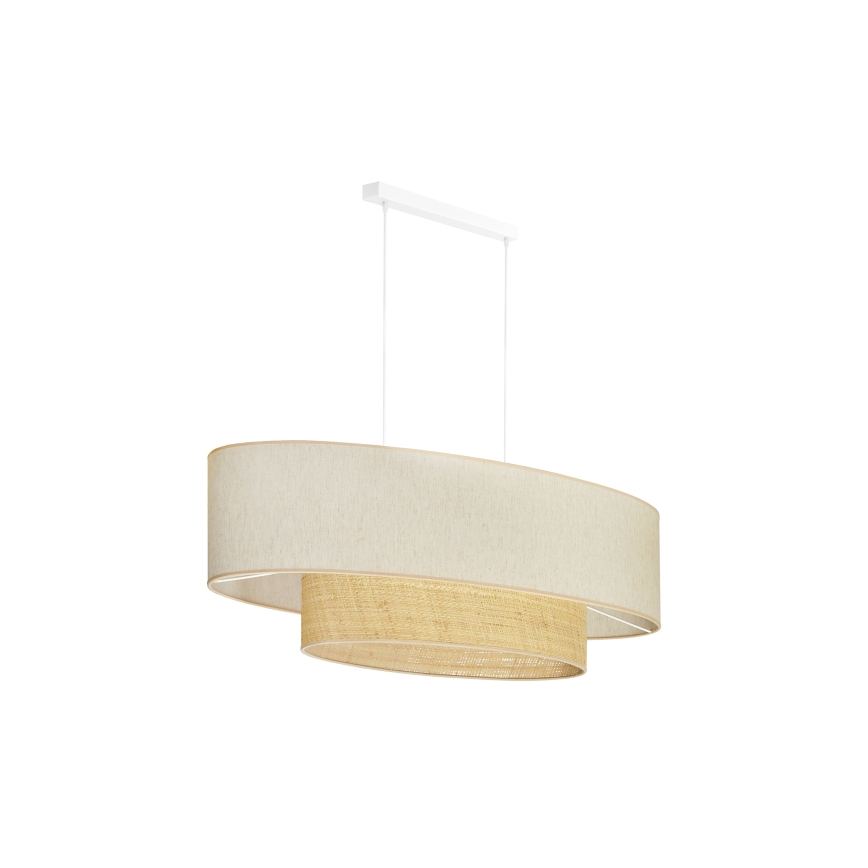 Duolla - Lámpara colgante DOUBLE OVAL NATURE 2xE27/15W/230V color crema/beige