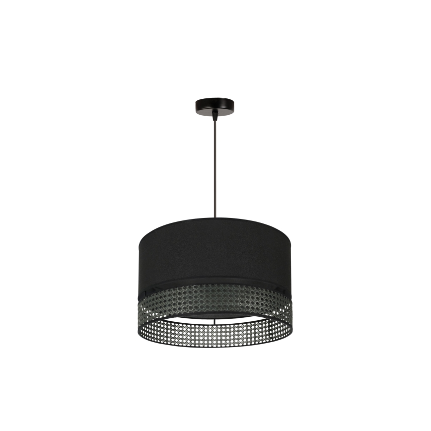 Duolla - Lámpara colgante DOUBLE RATTAN 1xE27/15W/230V diá. 40 cm negro