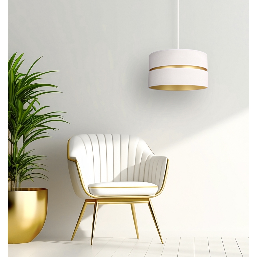 Duolla - Lámpara colgante DUO 1xE27/15W/230V diá. 40 cm color crema/dorado