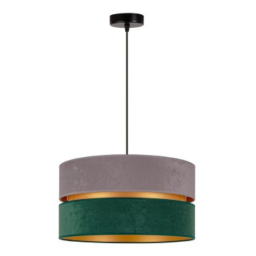 Duolla - Lámpara colgante DUO 1xE27/15W/230V diá. 40 cm gris/Verde/dorado