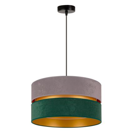 Duolla - Lámpara colgante DUO 1xE27/15W/230V diá. 40 cm gris/Verde/dorado