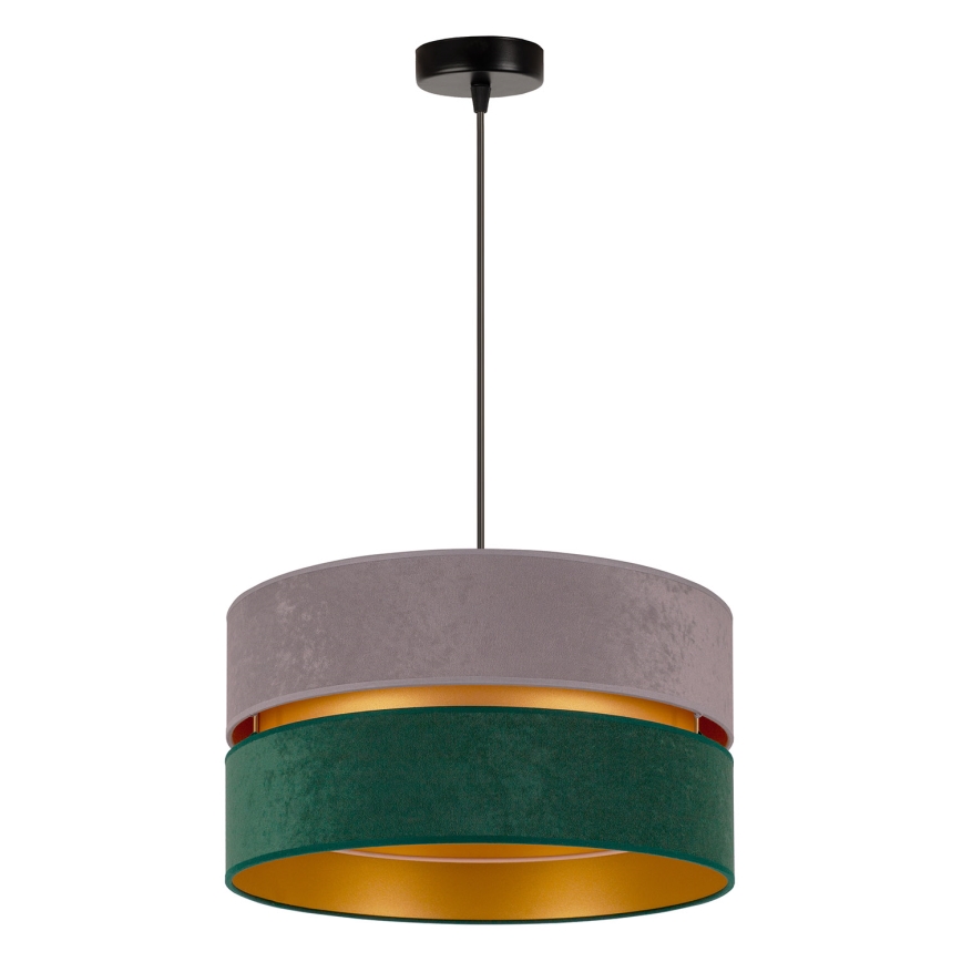 Duolla - Lámpara colgante DUO 1xE27/15W/230V diá. 40 cm gris/Verde/dorado
